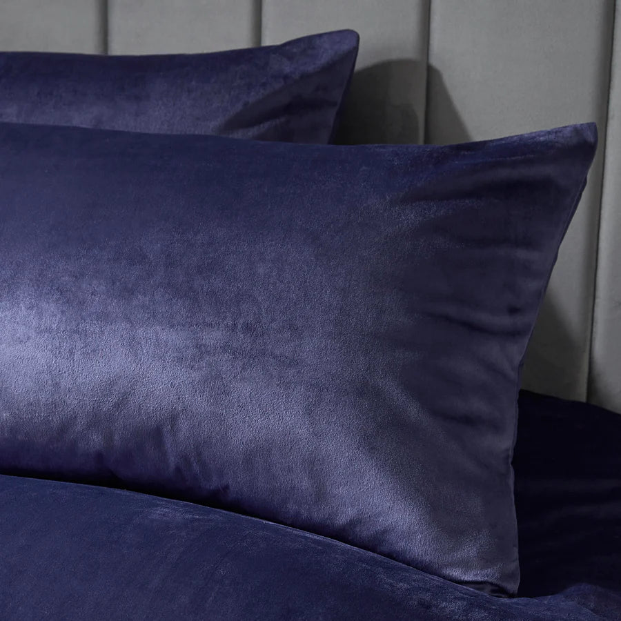 Navy Montrose Luxury Velvet Duvet Cover Set by Laurence Llewelyn-Bowen