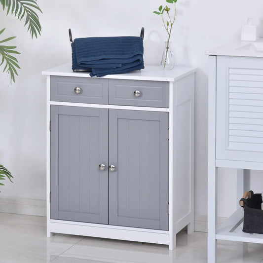 Freestanding Traditional Bathroom Storage Cabinet Unit in Grey White