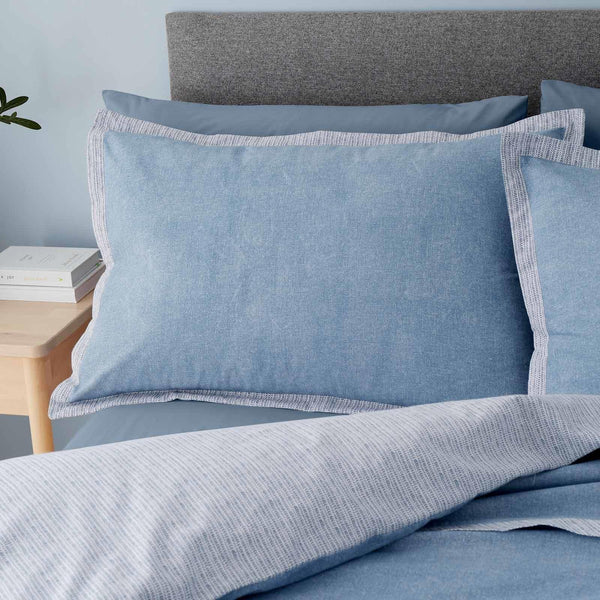 Oslo Textured Trim Denim Duvet Cover Set by Catherine Lansfield