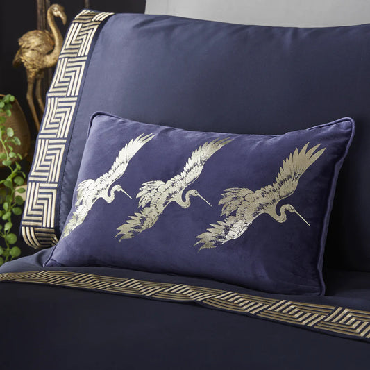 Qing Foil Print Filled Cushion by Laurence Llewelyn-Bowen in Navy