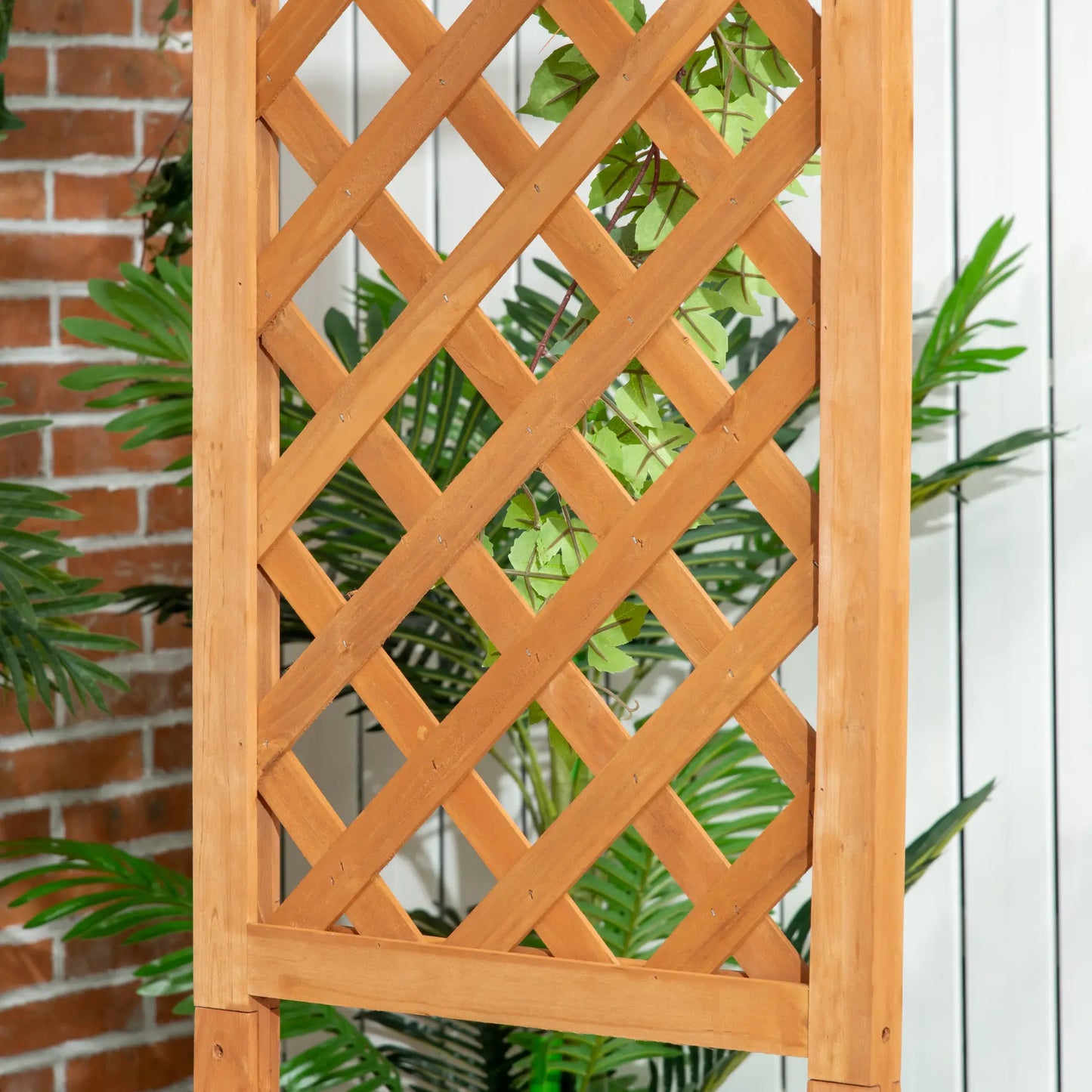 Garden Bench, Wooden Garden Arbour with Seat for Vines/Climbing Plants - Brown
