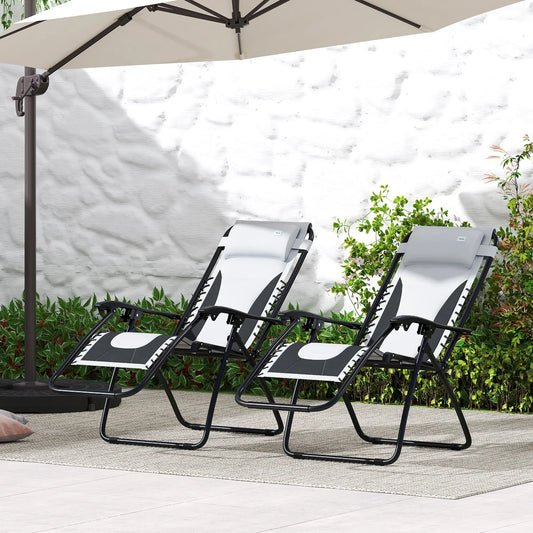 Set of 2 Zero Gravity Lounger Chairs in Grey