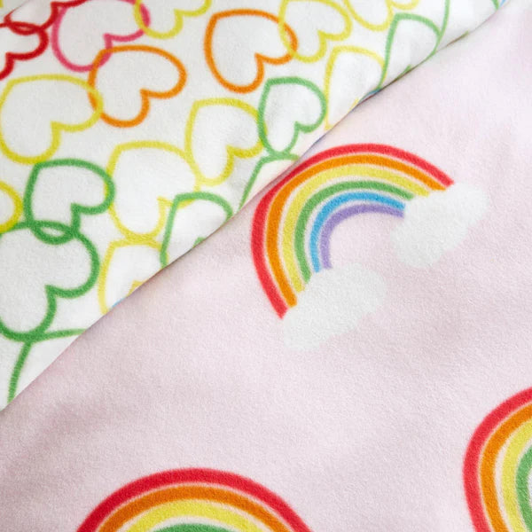 Rainbow Hearts Fleece Duvet Cover Set by Catherine Lansfield Kids