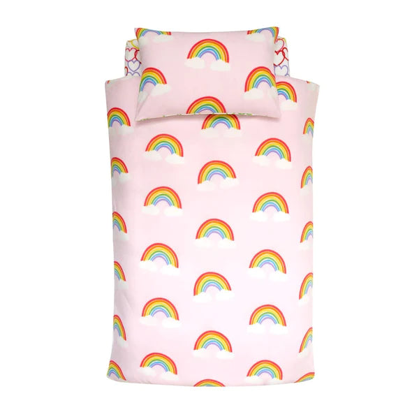 Rainbow Hearts Fleece Duvet Cover Set by Catherine Lansfield Kids