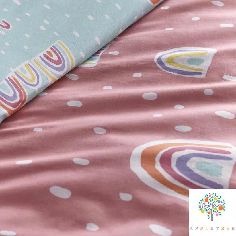 Rainbow Pom Multicolour - 100% Cotton Duvet Cover Set by Appletree Kids