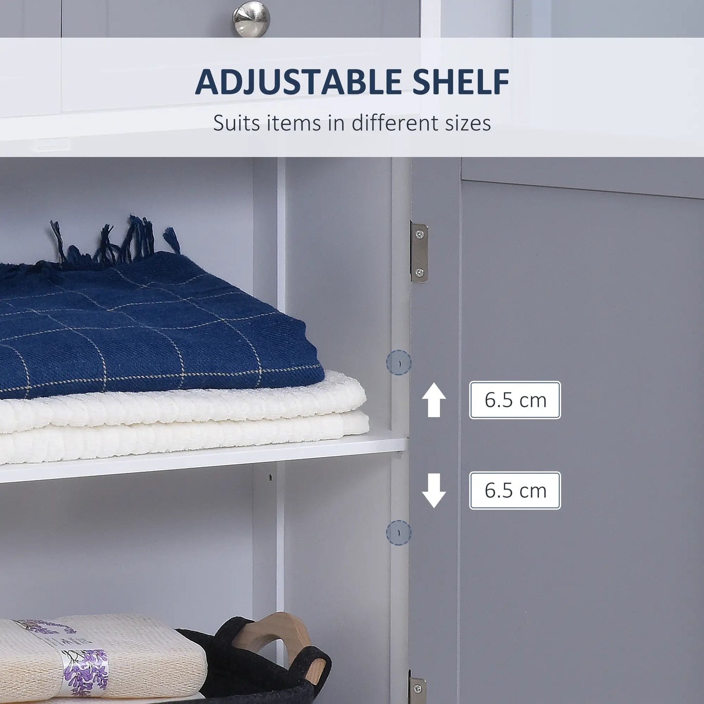 Freestanding Traditional Bathroom Storage Cabinet Unit in Grey White