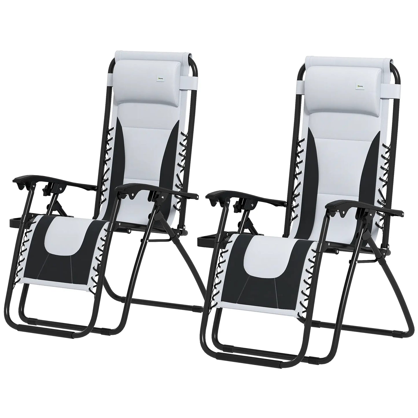 Set of 2 Zero Gravity Lounger Chairs in Grey