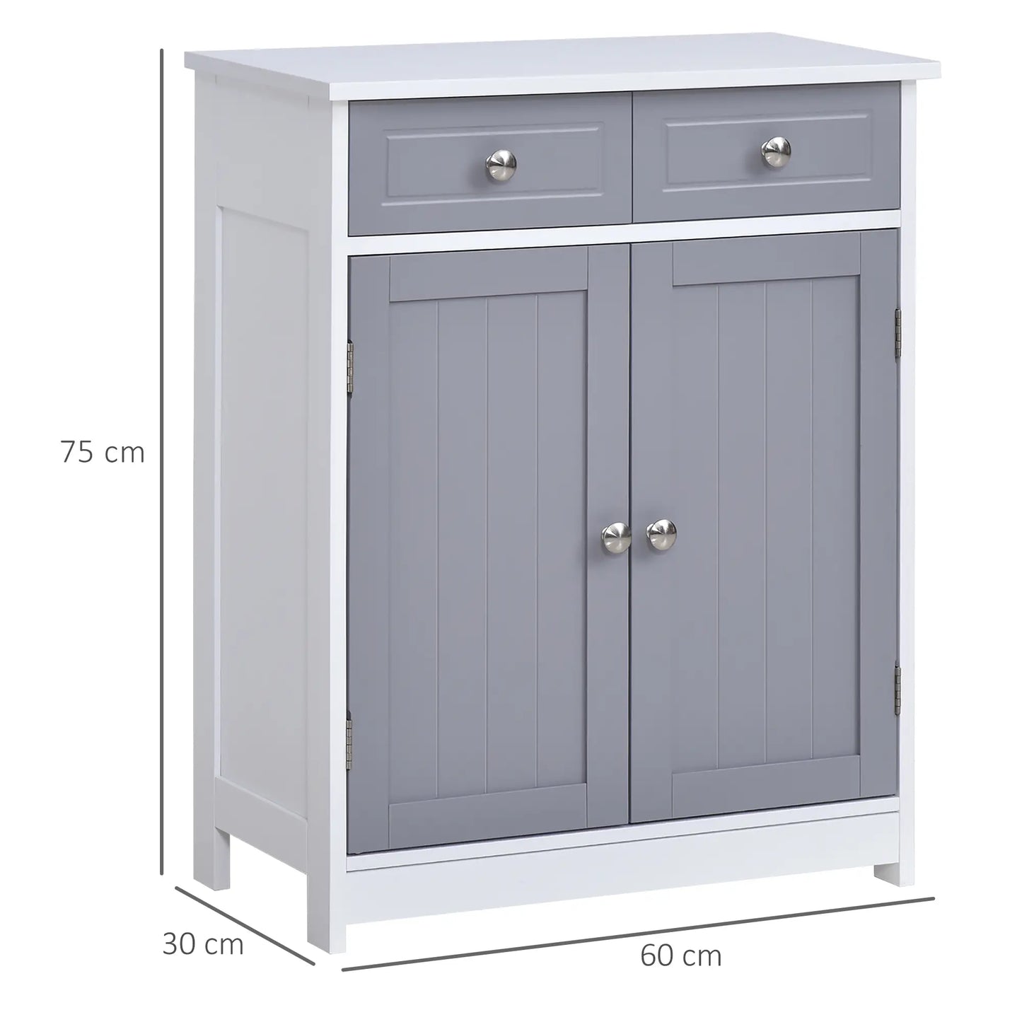 Freestanding Traditional Bathroom Storage Cabinet Unit in Grey White