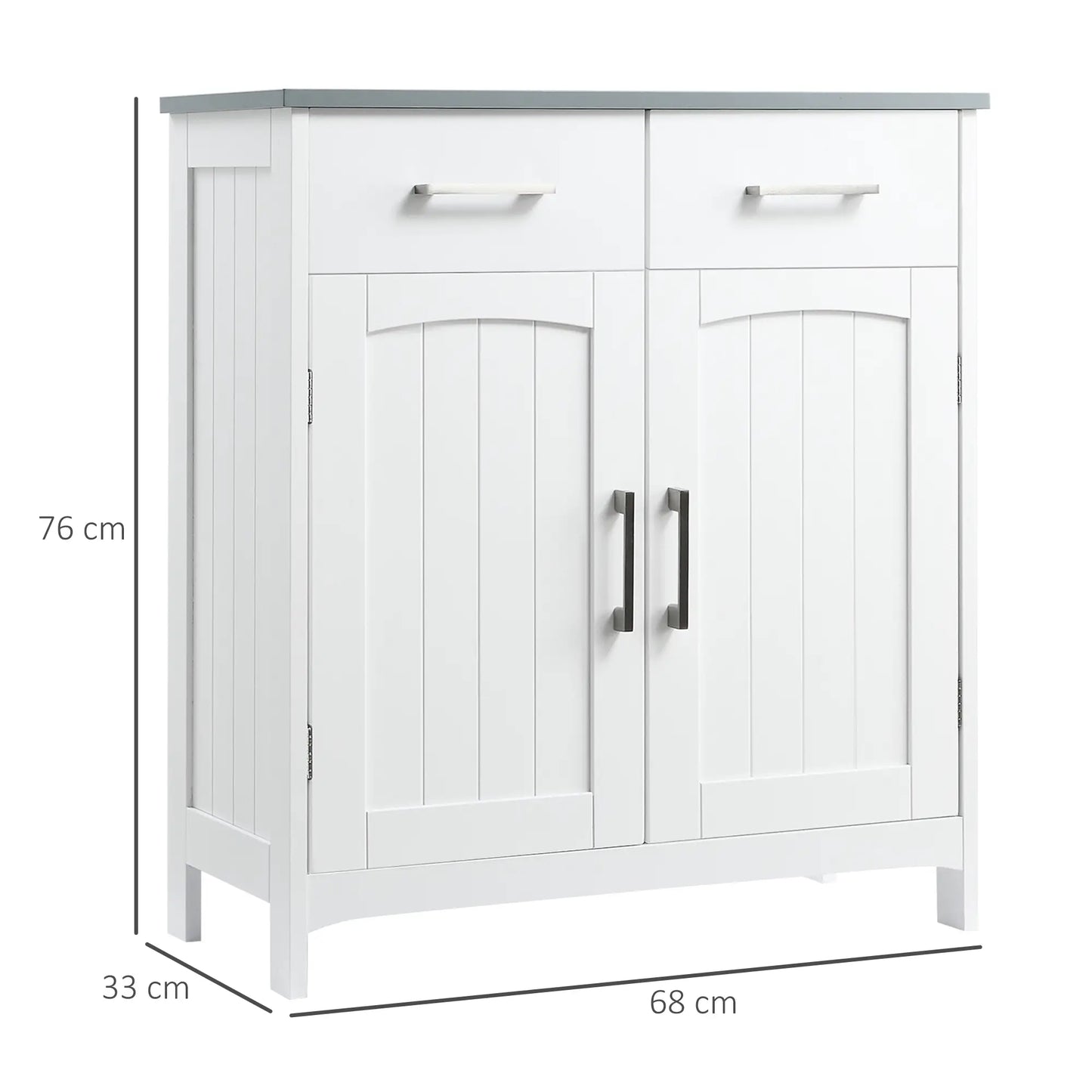 Freestanding White Bathroom Cabinet, Storage Cupboard with 2 Drawers
