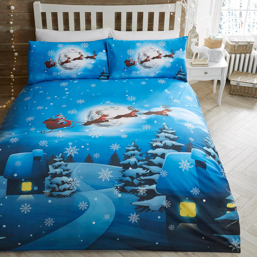 Santa Glow In The Dark Christmas Duvet Cover Set By Bedlam Christmas