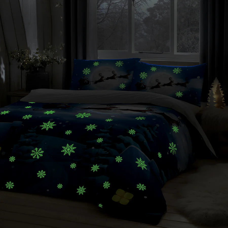 Santa Glow In The Dark Christmas Duvet Cover Set By Bedlam Christmas