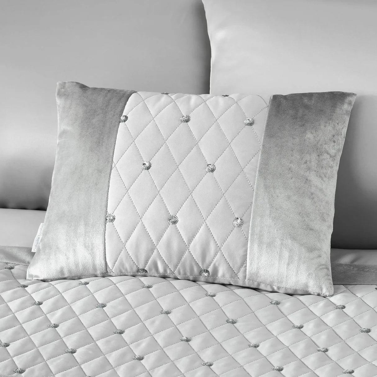 Silver Sequin Cluster Boudoir Cushion by Catherine Lansfield