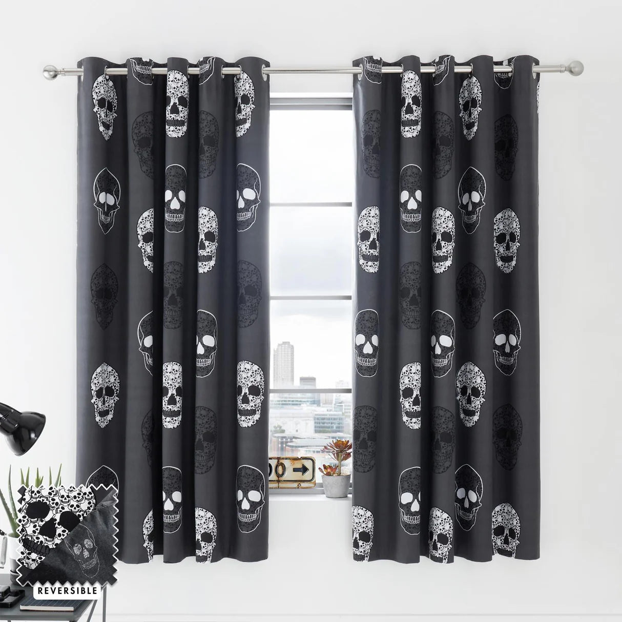 Skulls Eyelet Curtains by Catherine Lansfield