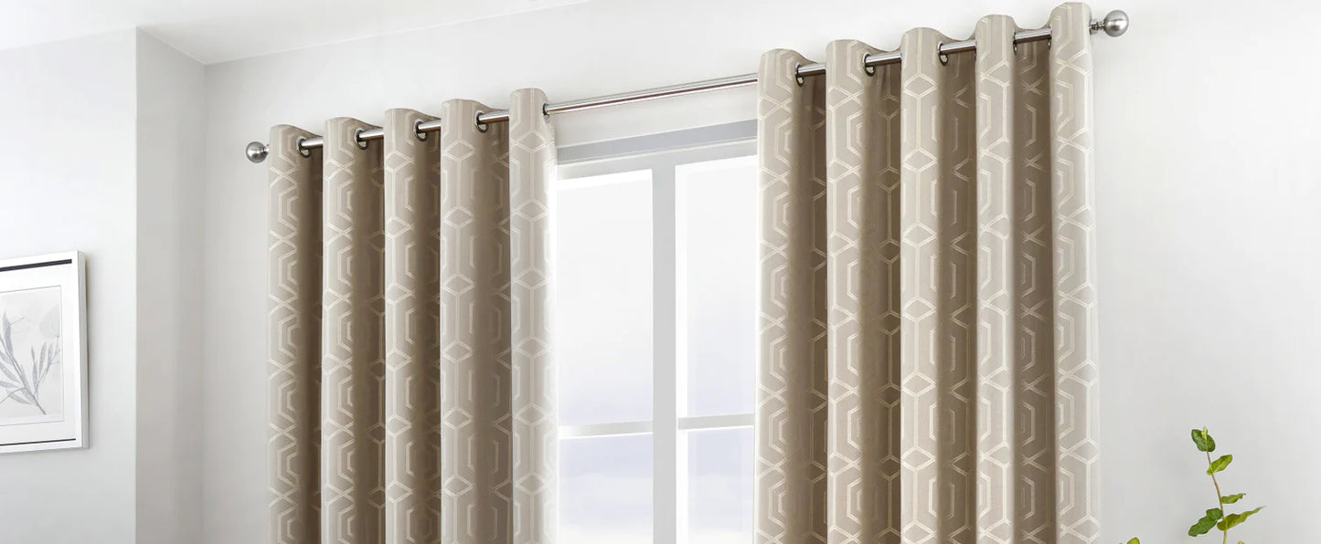 Camberwell Eyelet Curtains in Stone by Curtina