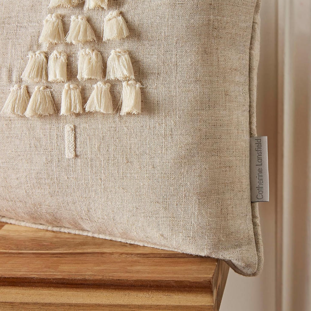 Tufted Christmas Tree Cushion Natural by Catherine Lansfield