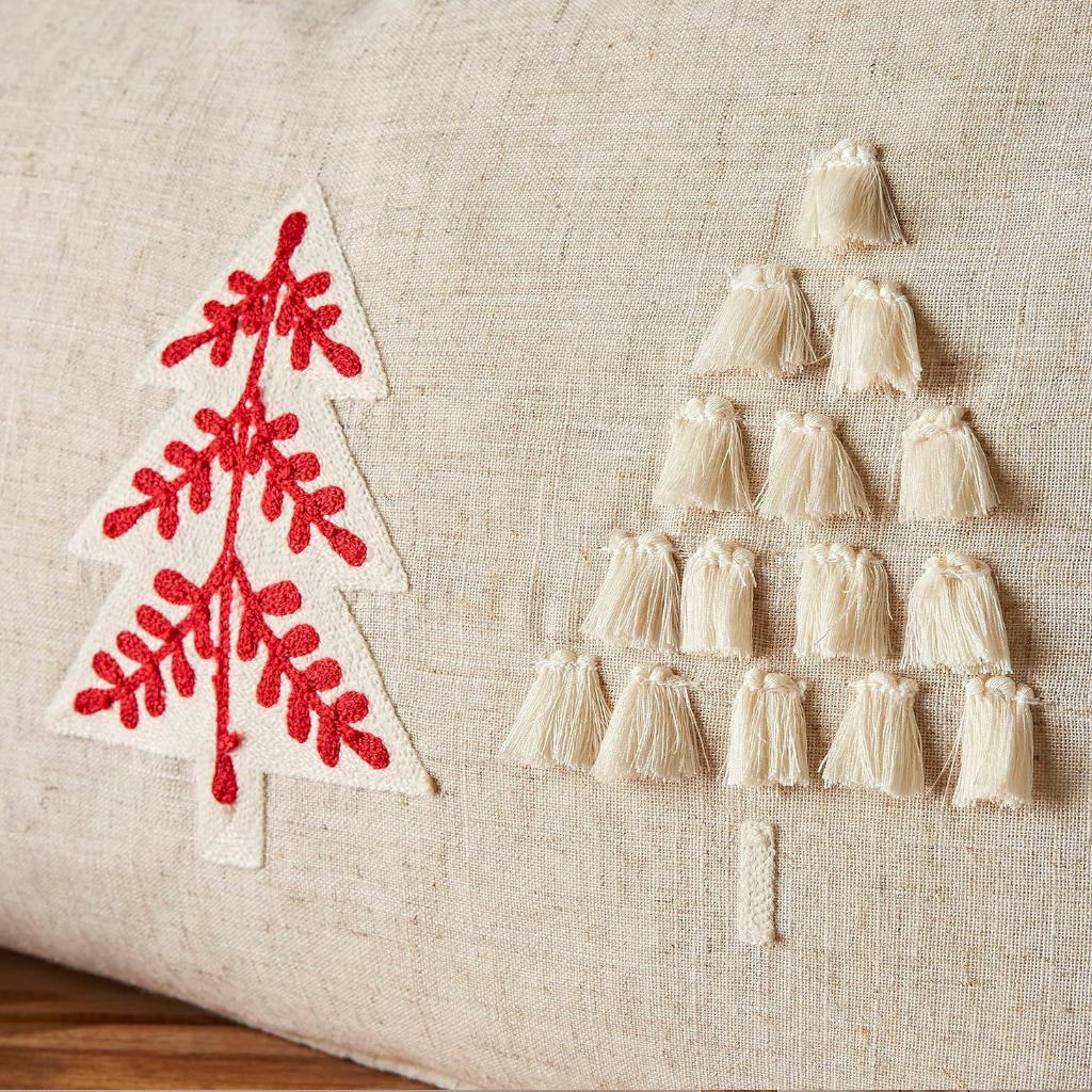 Tufted Christmas Tree Cushion Natural by Catherine Lansfield