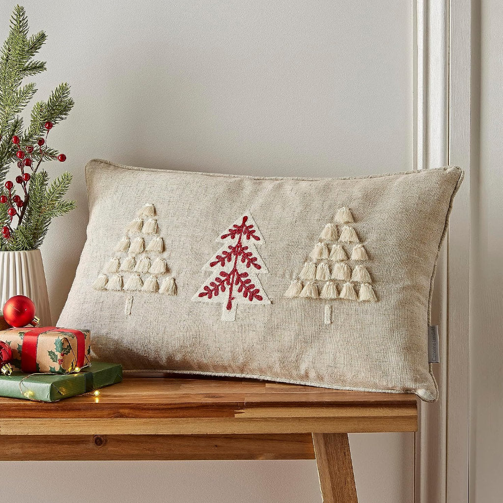 Tufted Christmas Tree Cushion Natural by Catherine Lansfield