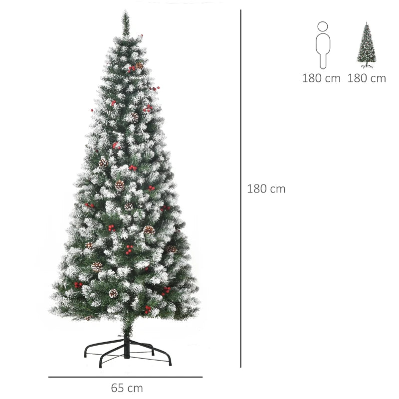 6ft Artificial Pencil Christmas Tree with Pinecones and Red Berries