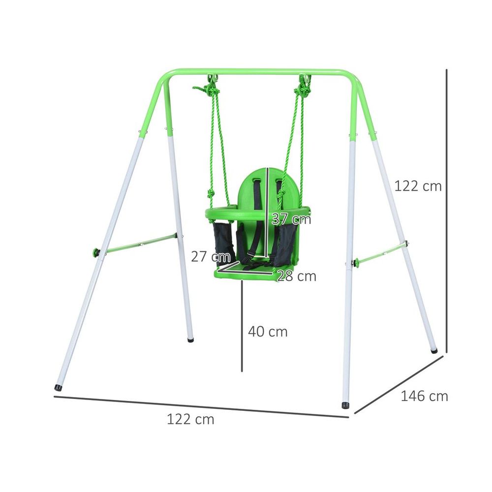 Outsunny Nursery Swing with Safety Seat Belt, Support Back for Indoor/ Outdoor