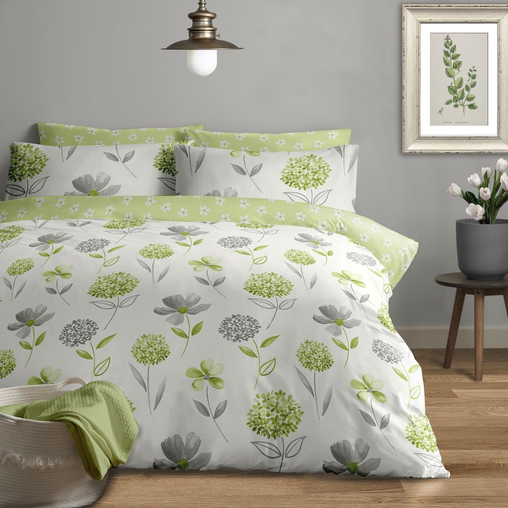 Caroline Floral 200 Thread Count Cotton Rich Duvet Set Green