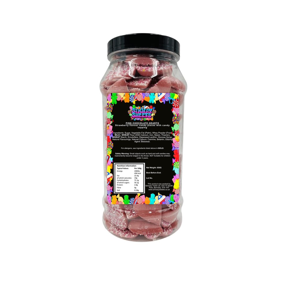 Pink Chocolate Hearts Jazzles Snowies Jazzies Retro Sweets Gift Jar