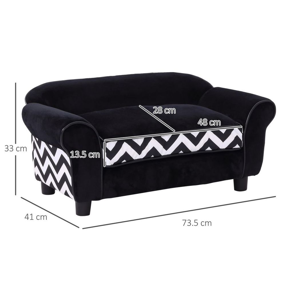 Dog Sofa Cat Couch Bed for XS Dogs with Removable Sponge Cushion - Black