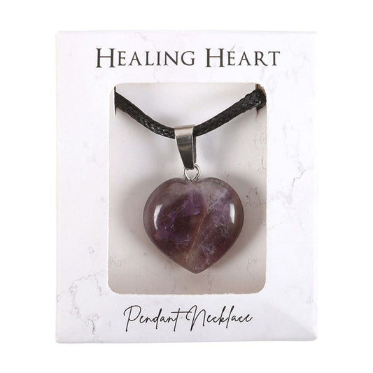 Amethyst Healing Crystal Heart Necklace