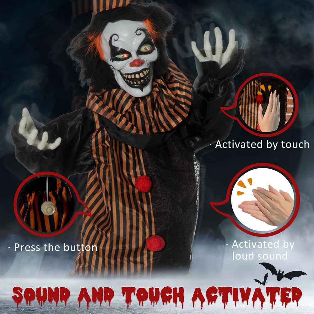 67 Inch Life Size Outdoor Halloween Decorations Talking Circus Clown, Animated Prop Animatronic Decor with Light Up Eyes, Laughter