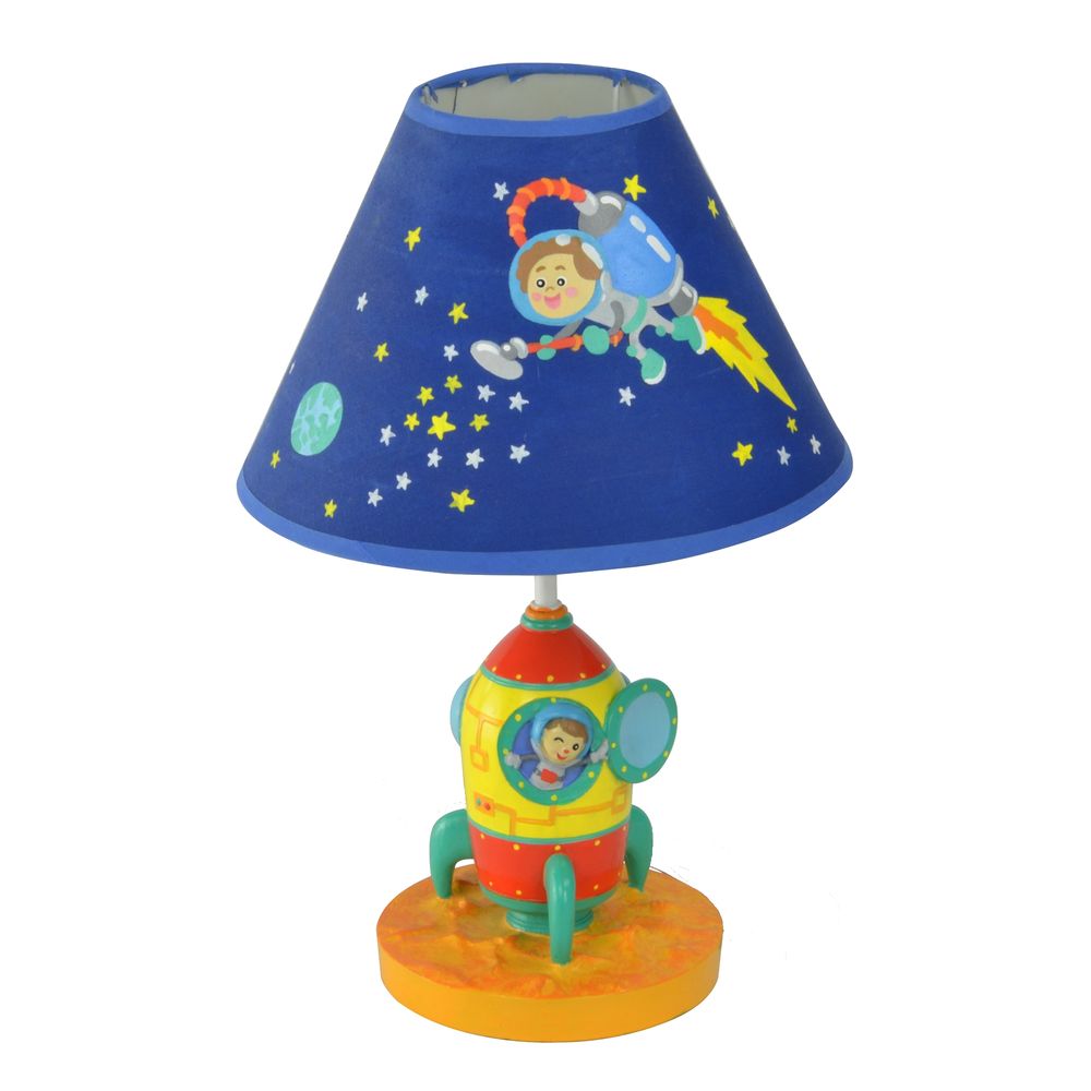 Outer Space Children’s Bedside Night Light, Table Lamp for Playroom & Kids Bedroom