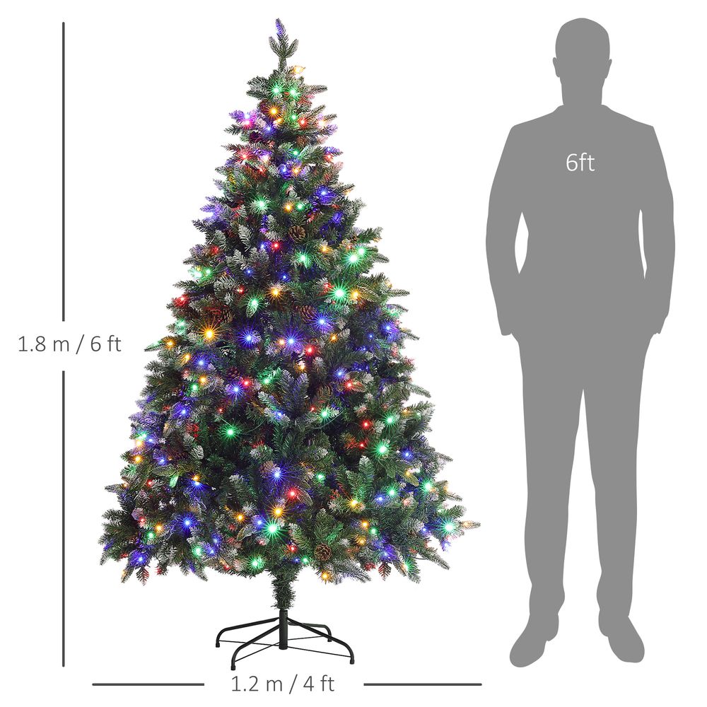 6FT or 7FT Artificial LED Christmas Tree with Metal Base, Hinged Branches