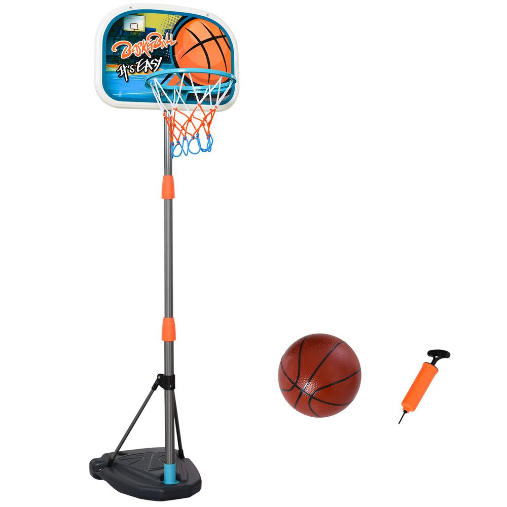 3 Pcs Kids Basketball Set Hoop Ball Pump Height Fillable Base 3-8 Yrs