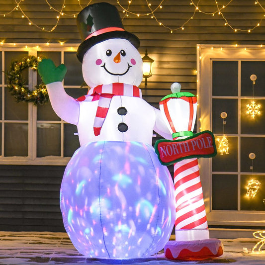 8ft Tall Christmas Inflatable Snowman Street Lamp Lighted Garden Lawn with LED Lights