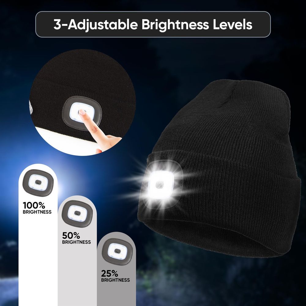 Knit Beanie Hat 4 LED Head Lamp Light Cap Outdoor Hunting Camping Fishing