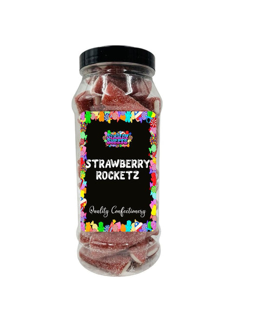 Sour Strawberry Rocketz Pencil Bites Fizzy Retro Sweets Gift Jar