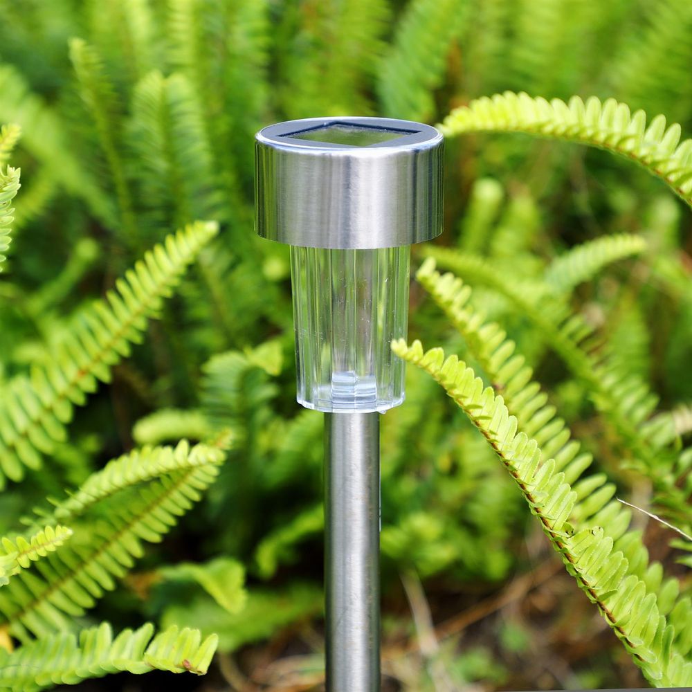 10 x Stainless Steel Solar Powered Garden Outdoor Stick Post LED Lights