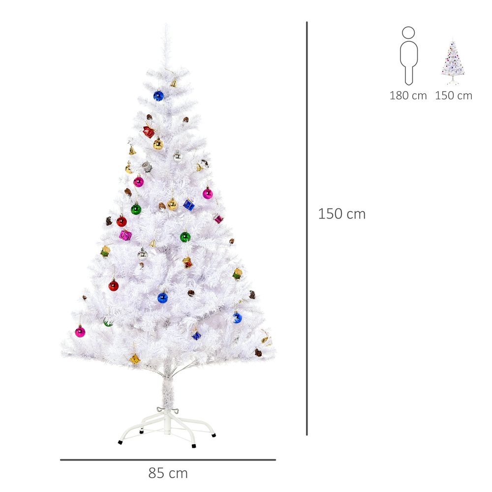 5FT Snow Artificial Christmas Tree with Metal Stand - Elegant Faux White