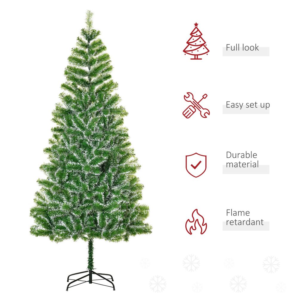 7FT Indoor Artificial Christmas Tree with Metal Stand and 968 Tips