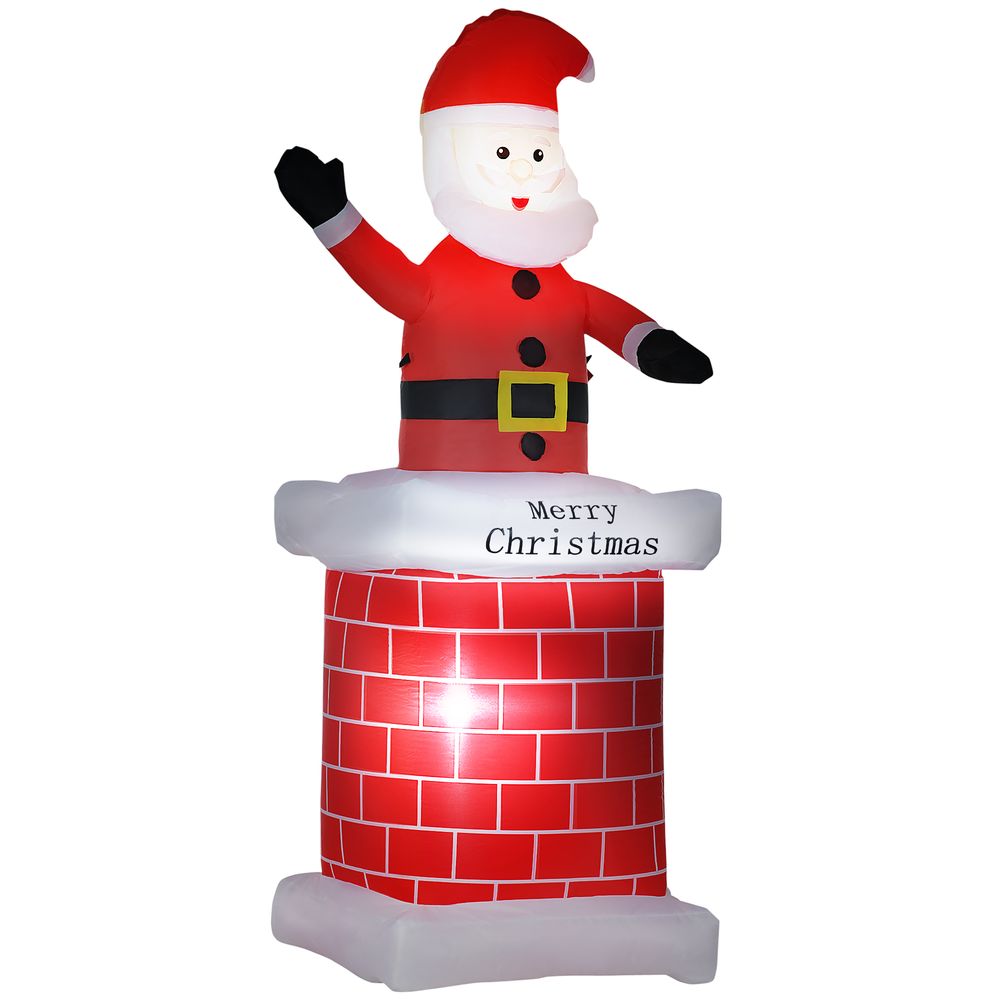 7ft Christmas Inflatable Santa Claus from Chimney with LED Lights