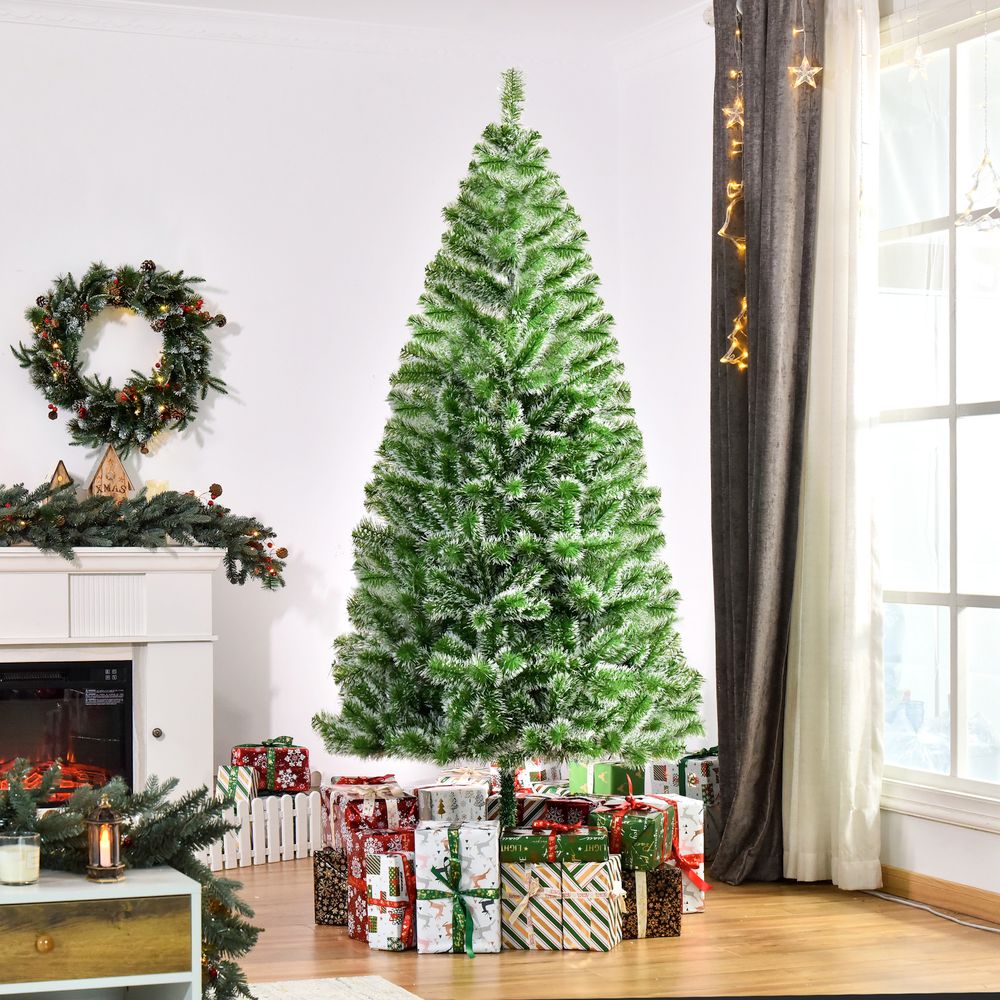 7FT Indoor Artificial Christmas Tree with Metal Stand and 968 Tips