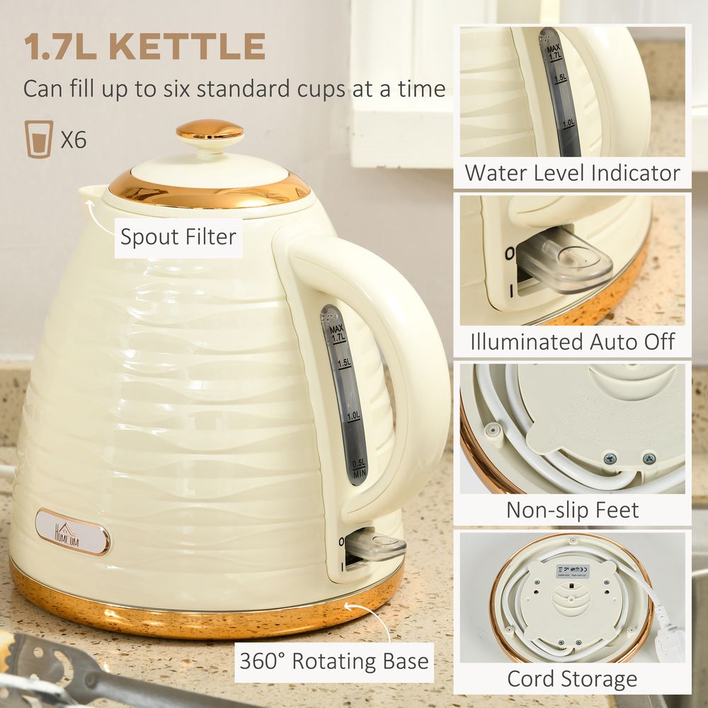 Kettle and Toaster Set 1.7L Rapid Boil Kettle & 4 Slice Toaster - Beige