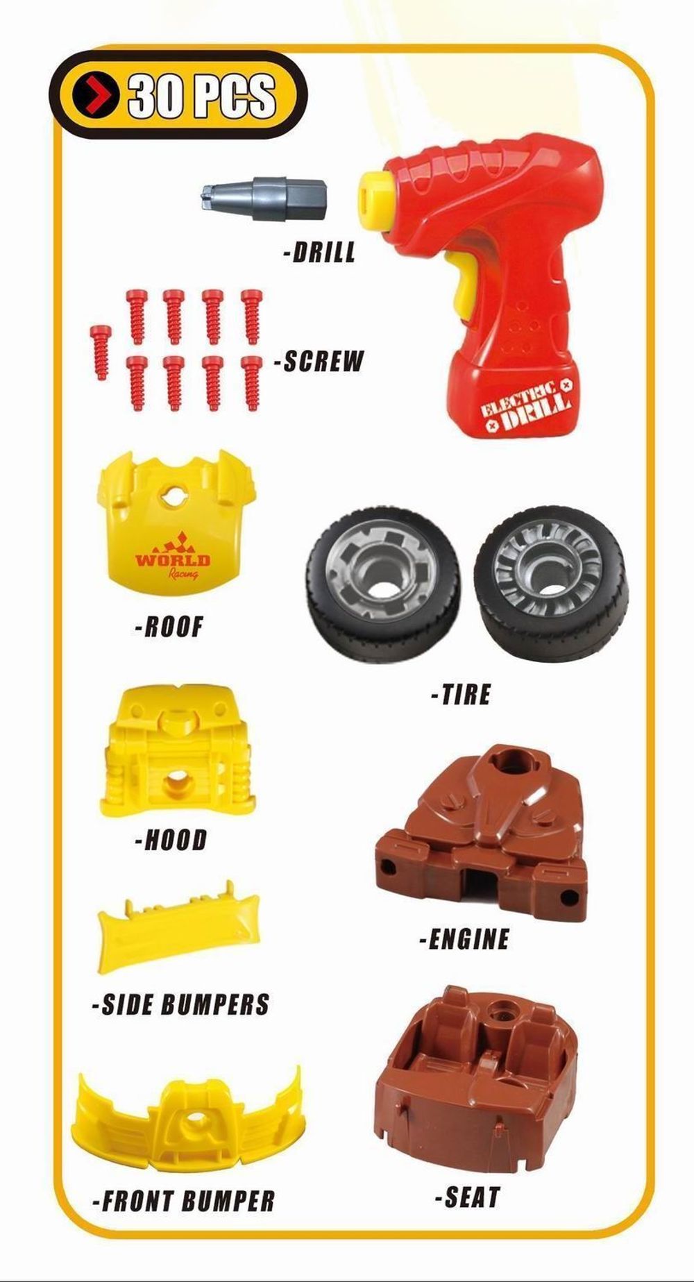 30PC Take-A-Part Racing Car STEM Toy Kit - Set of 2