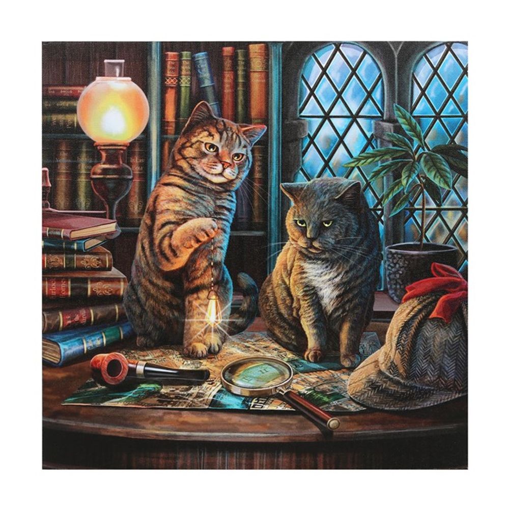 Purrlock Holmes Light Up Canvas Plaque by Lisa Parker