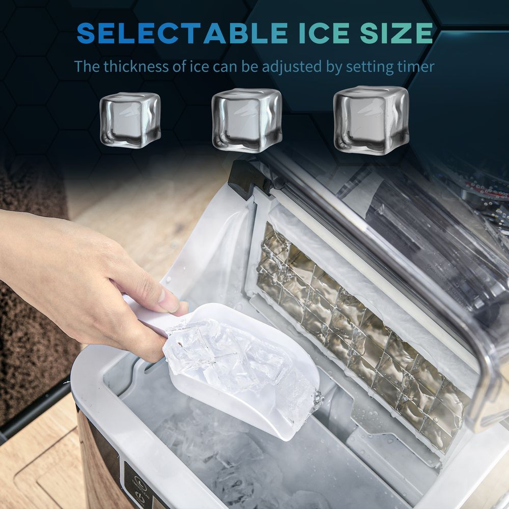 Counter Top Ice Maker Machine with Adjustable Cube Size Scoop Black