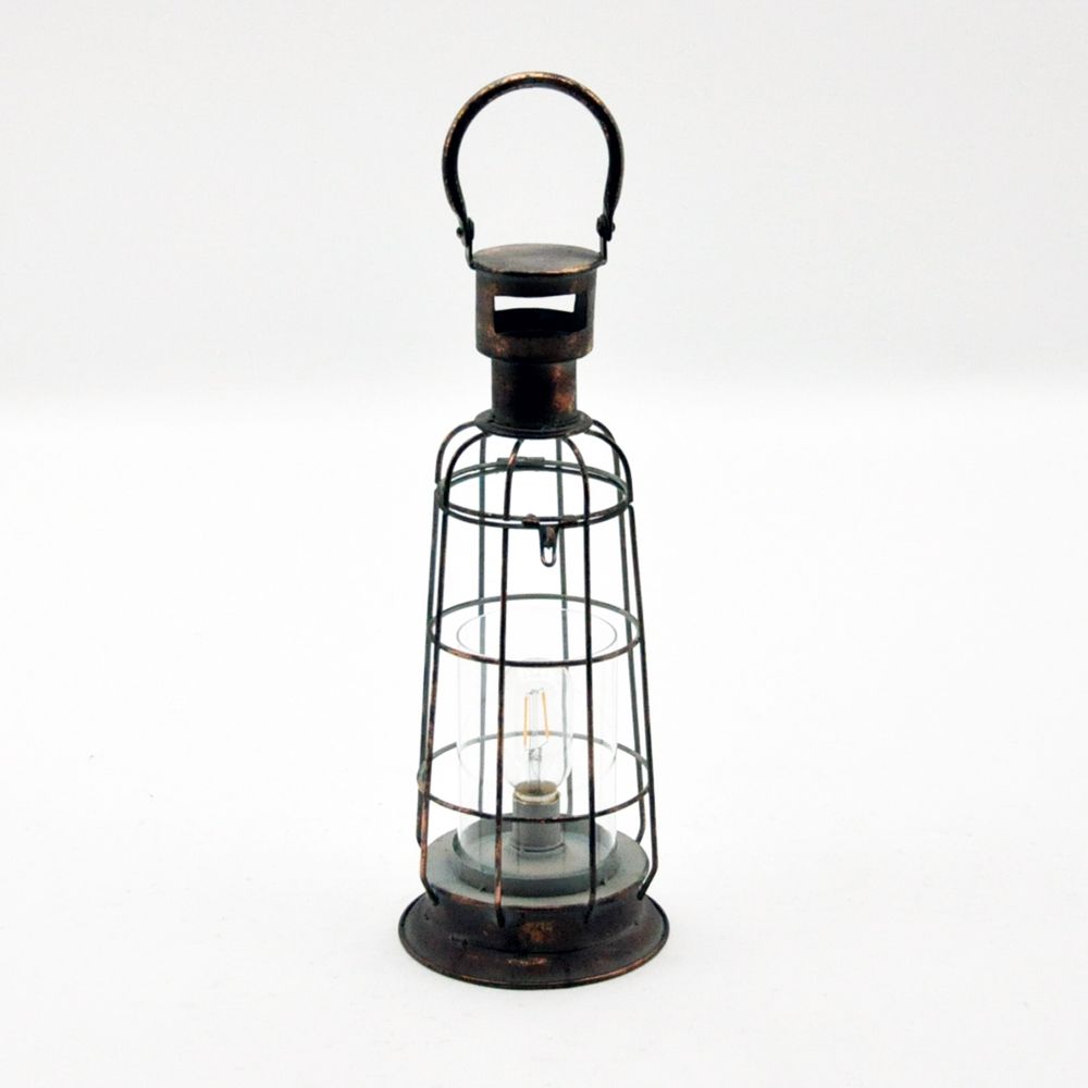 46cm Battery & Bulb Metal Garden Lantern