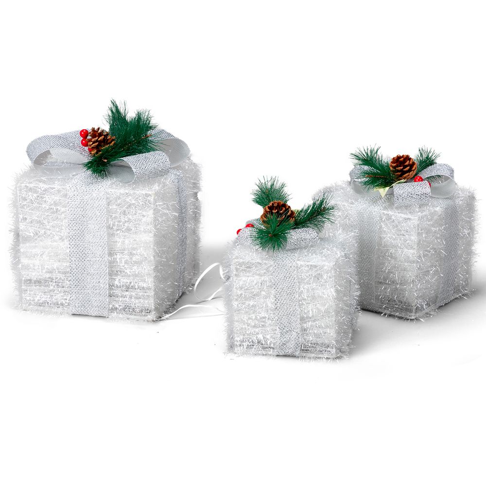 3pcs 7in-6in-5in White Gift Box Garden Gift Box Decoration