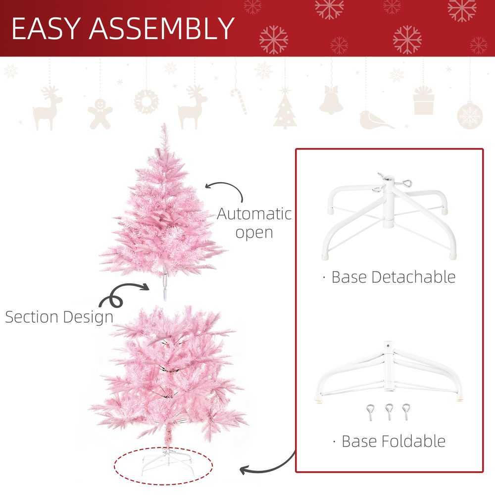 5FT Artificial Pink Christmas Tree with Automatic Open