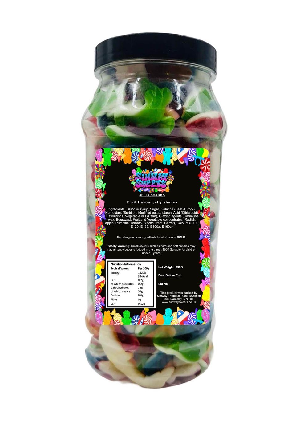 Jelly Sharks Foam Jellies Gummy Retro Sweets Gift Jar