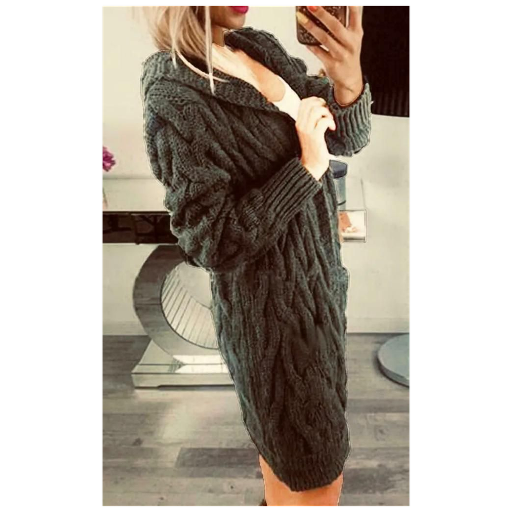 Ladies Cable Knit Hooded Cardigan