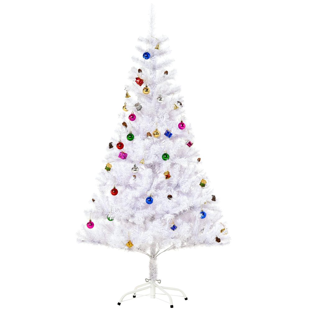 5FT Snow Artificial Christmas Tree with Metal Stand - Elegant Faux White