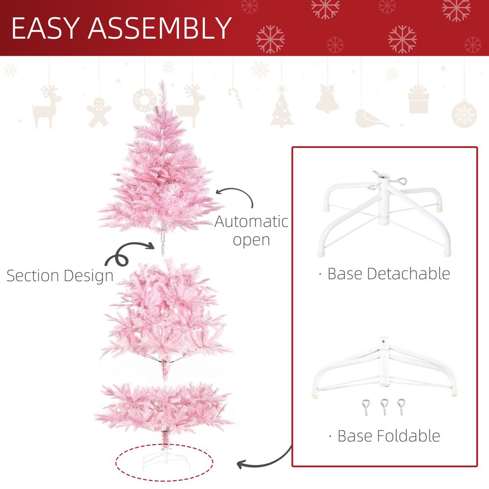 6FT Artificial Pink Christmas Tree with Automatic Open